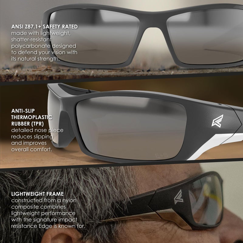 EDGE Reclus Silver Mirror Safety Glasses, High Impact Rated Z87.1 Tested, Non-Slip Protective Eyewear, Lightweight Sunglasses - Image 4